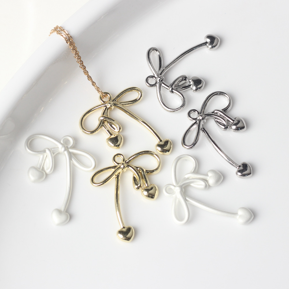 10pcs/lot 25*20MM Zinc Alloy Bow Pendant Charms DIY Necklace Bracelet Earrings Accessories for Jewelry Making