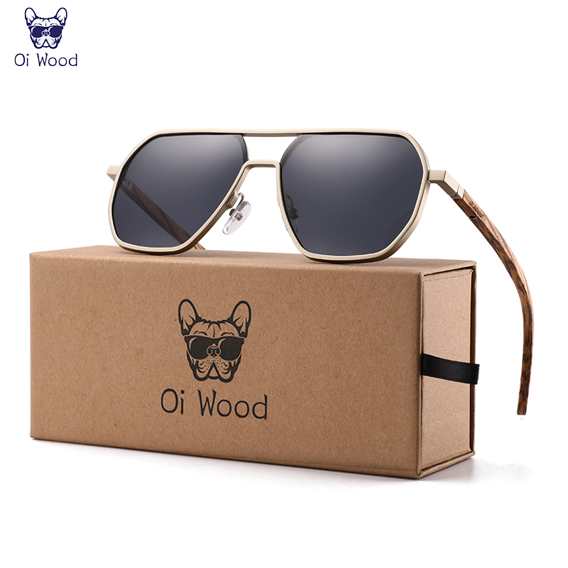 Oi Legno Occhiali da sole in lega di moda di alta qualità Uomo Donna Occhiali da sole polarizzati in legno Guida Uv400 Oculos De Sol 8059