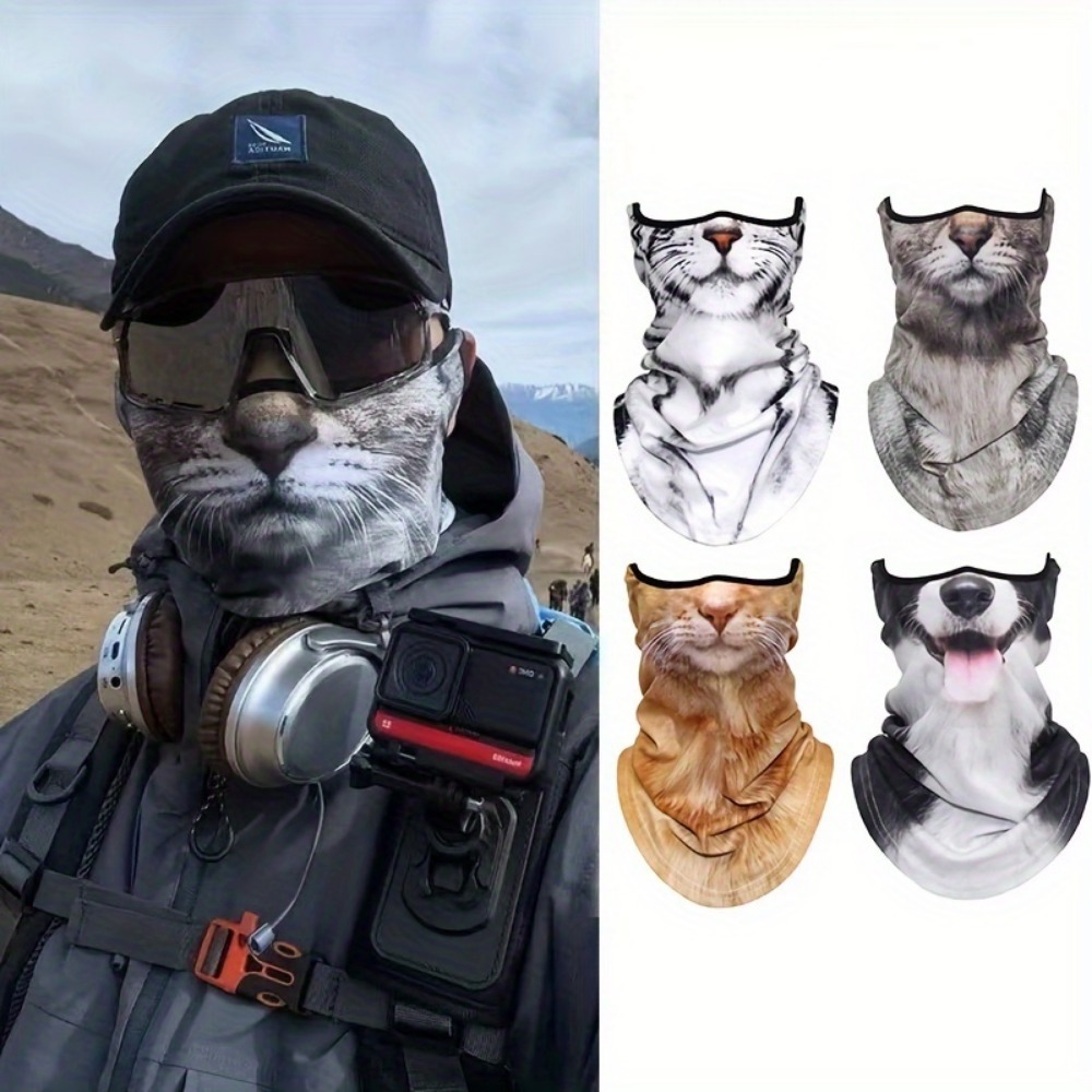 3D Animal Cat Design Summer Full Face Neck Protector Osłona przeciwsłoneczna Oddychająca, szybkoschnąca poliestrowa wkładka do kasku do jazdy na rowerze na świeżym powietrzu