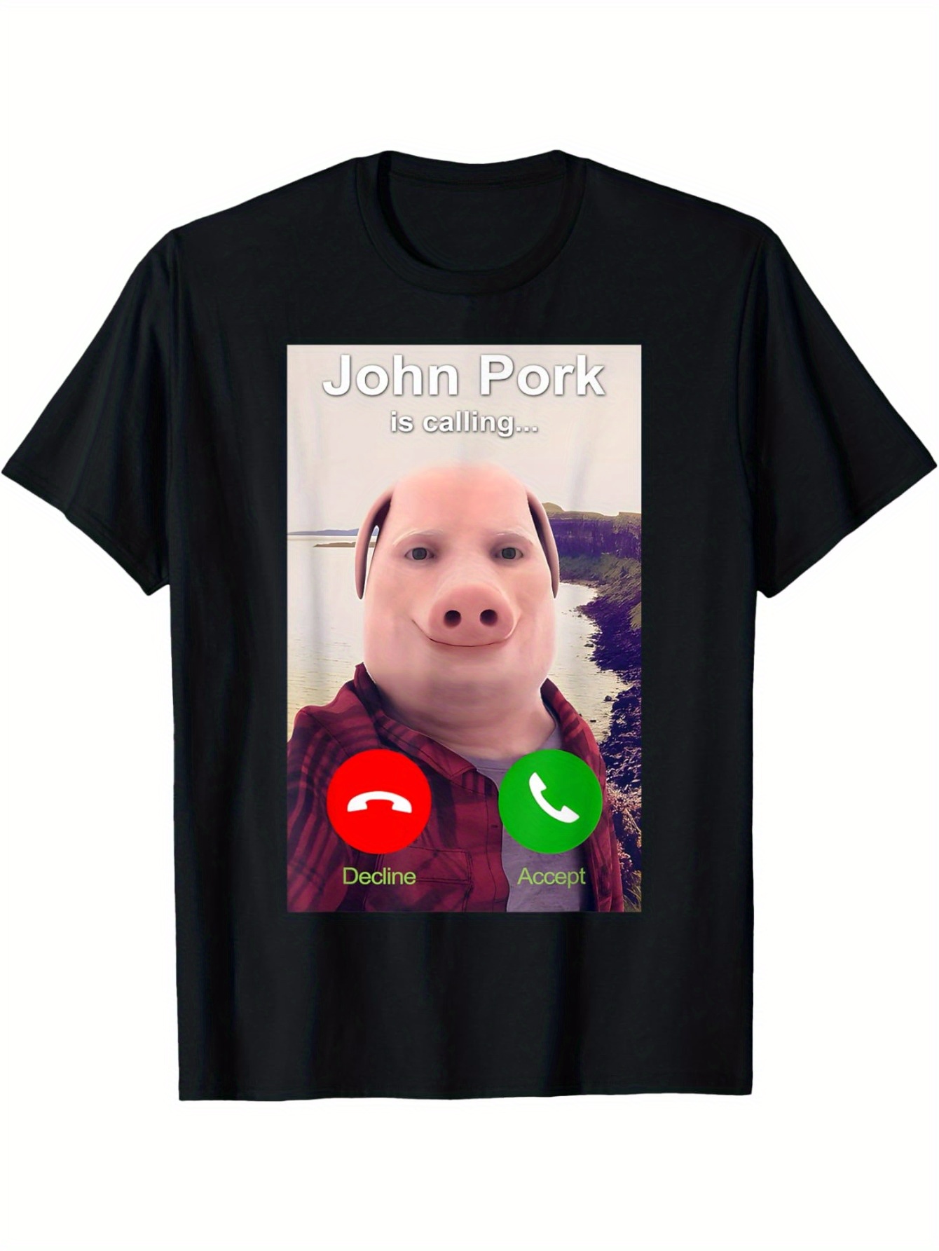 John Pork Is Calling Shirt Lustiges John Pork Meme Damen T-Shirt Modisches Statement-Shirt Verspieltes, humorvolles Design für Freizeitkleidung