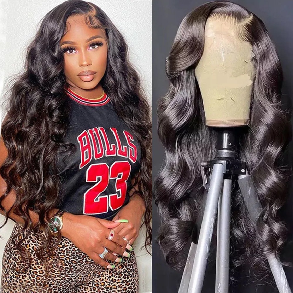 HD onda do corpo peruca dianteira do laço para mulheres, cabelo humano remy, transparente laço frontal perucas, pré arrancadas, 180 densidade, 13x4, 34 ", 36"