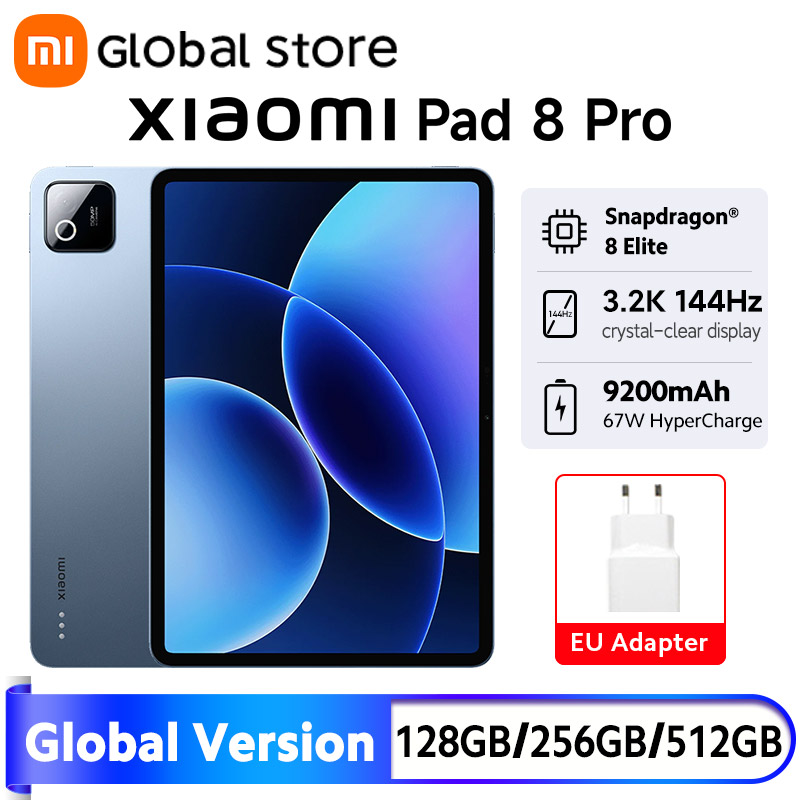 Xiaomi Pad 8 Pro Global Version, 11.2-дюймовый дисплей 3.2K 144 Гц, 8-ядерный процессор Snapdragon ®   8 Elite 9200 мАч 67 Вт HyperCharge 50 МП задняя камера