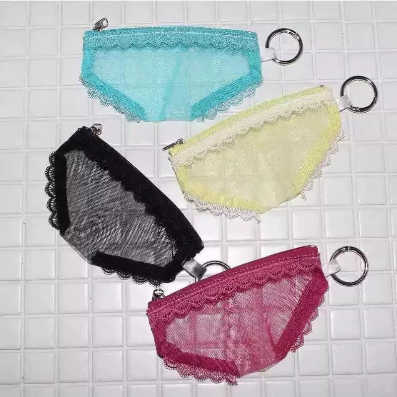 Unique Lace Mesh Cosmetic Bag with Elegant Portable Zipper for Convenient Makeup and Briefs Storage