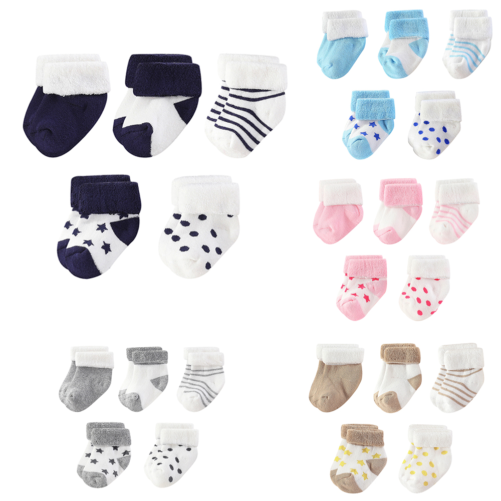 Kiddiezoom 5 pares/set quatro estações 0-12 meses moda bebê recém-nascido menino menina meias 100% algodão macio acessórios infantis