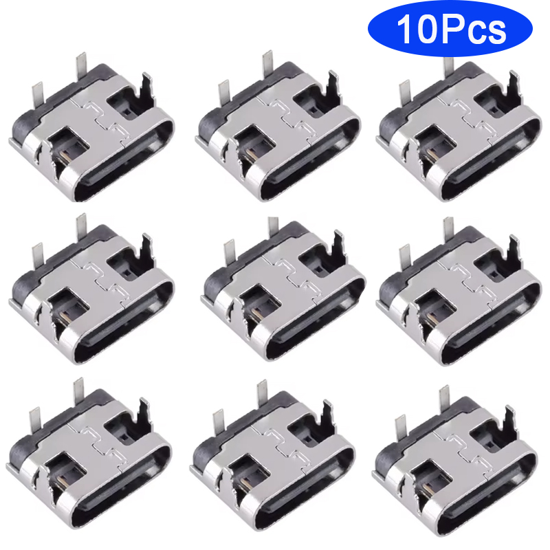 10 Conectores USB 3.1 Tipo C Hembra de 2 Pines, Conector Micro USB Tipo C para Puerto de Carga de Teléfono Móvil