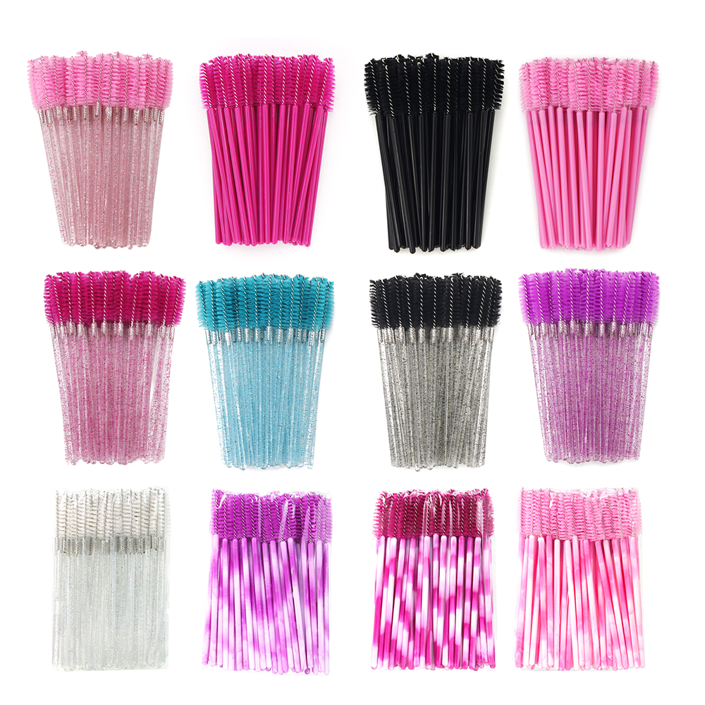 ANNAFRIS 50 Stuks Wegwerp Wimperborstel Zachte Kop Kristal Wenkbrauw Borstel Lash Extension Brush Mascara Wand Make-Up Tool
