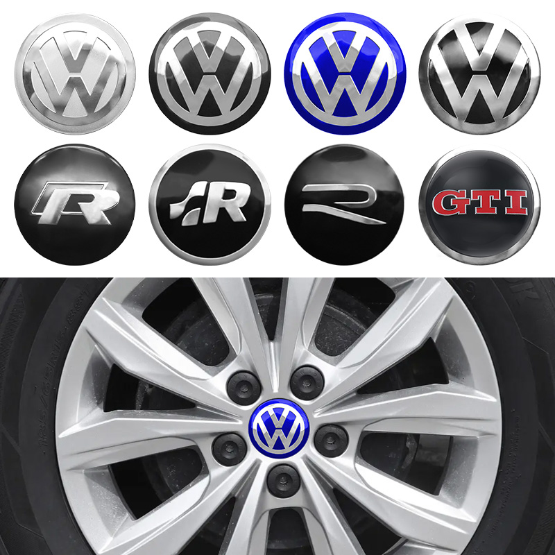 4 шт. наклейки на центральные колпачки колесных дисков Volkswagen 56/60/65 мм для VW Polo R Golf Touran Octavia Motion GTI, автомобильные аксессуары
