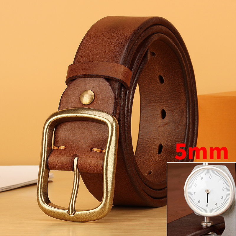 Volnerf lederen riem voor mannen 100% Italiaans echt massief lederen casual jeans riem 5mm dik zware werkriem voor heren