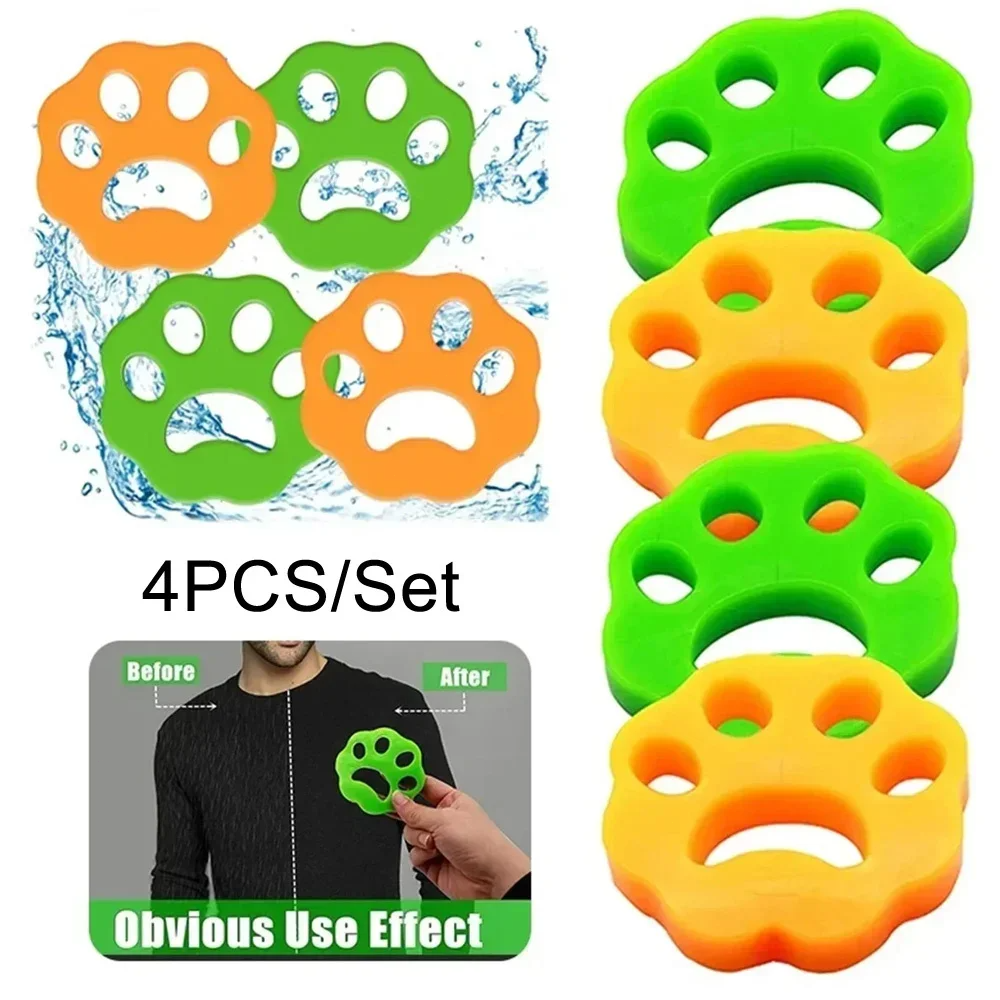 Removedor de pelo de silicona con garra de gato, 4 Uds., lavadora, ropa, recolector de pelo de polvo, herramientas de limpieza lavables reutilizables de doble cara