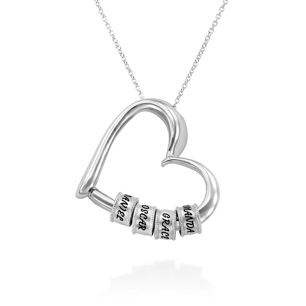 Collar de corazón con nombres personalizados, collar de cuentas con nombres familiares personalizados, regalo personalizado para el día de la madre