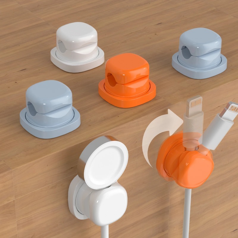 Household Cable Clamp Kit with rotatable base and anti-slip design, suitable for home and car work desk with mobile