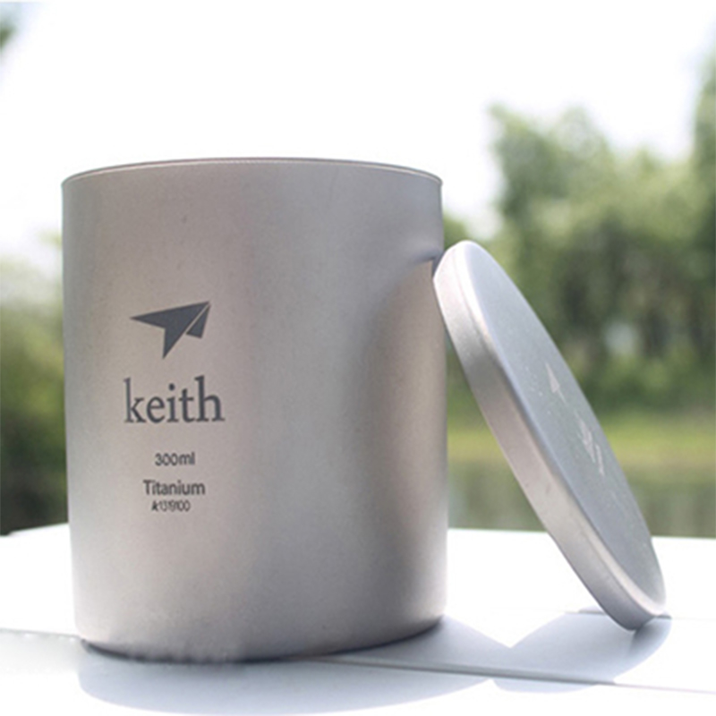 300ml Keith Titanium Cup dwuścienny kubek z pokrywką anty-kwas bez skali Drinkware na Camping piknik piesze wycieczki Ti3302