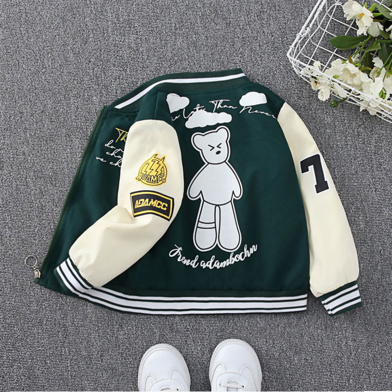 2024 Lente Herfst Baby Jongens Jas Mode Cartoon Beer Patroon Kinderen Windjack Jassen Voor Kinderen Bovenkleding Kleding 2-12 jaar