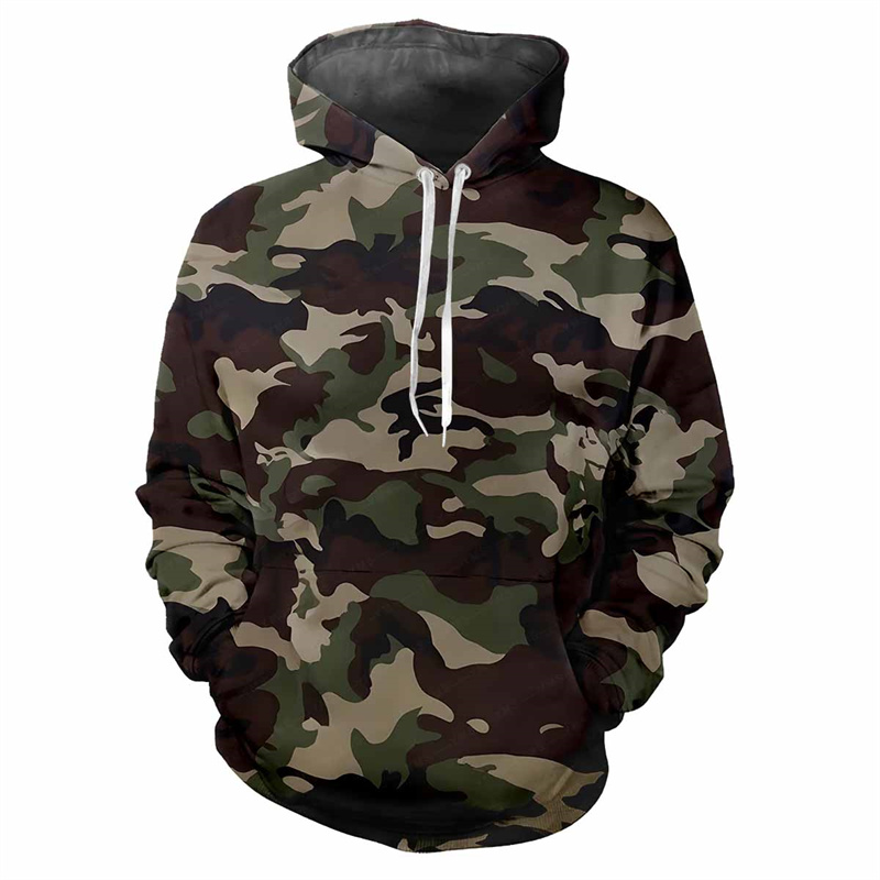 Moletom estampado com camuflagem na selva masculino, moletom de manga comprida, moletom de rua solto casual, blusa esportiva ao ar livre, primavera, outono