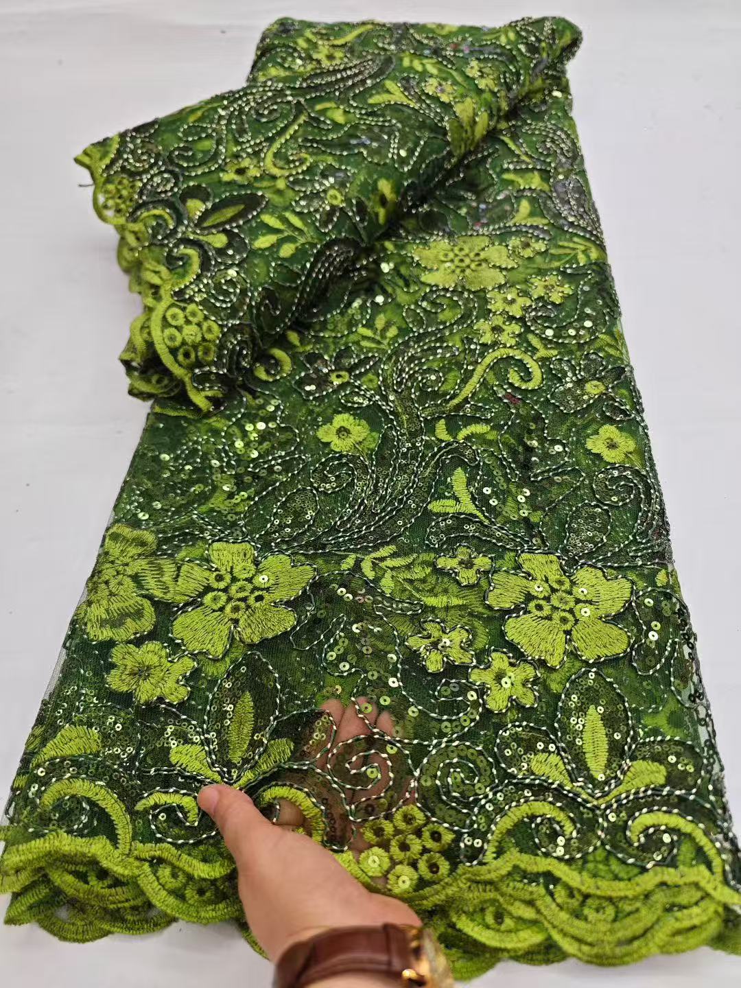 Telas de encaje de cordón de guipur de lentejuelas africanas, 5 yardas, blanco, encaje nigeriano Soluble en agua para costura de vestidos de mujer, novedad de 2026