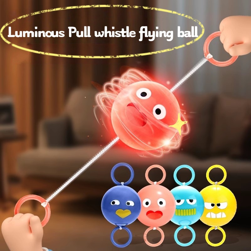 2 stücke Leuchtende Pfeife Ball kinder Rotierenden Flash Schwungrad Puzzle Ziehen Seil Kindheit Kreative Stress Relief arbeit heraus Spielzeug