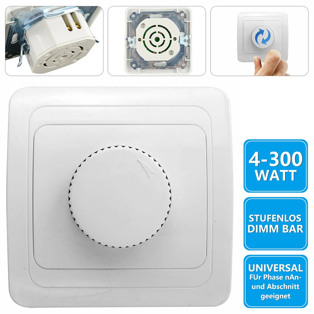 Regulador de intensidad LED de 230V, controlador de brillo ajustable de 4 a 300W para lámparas regulables empotradas