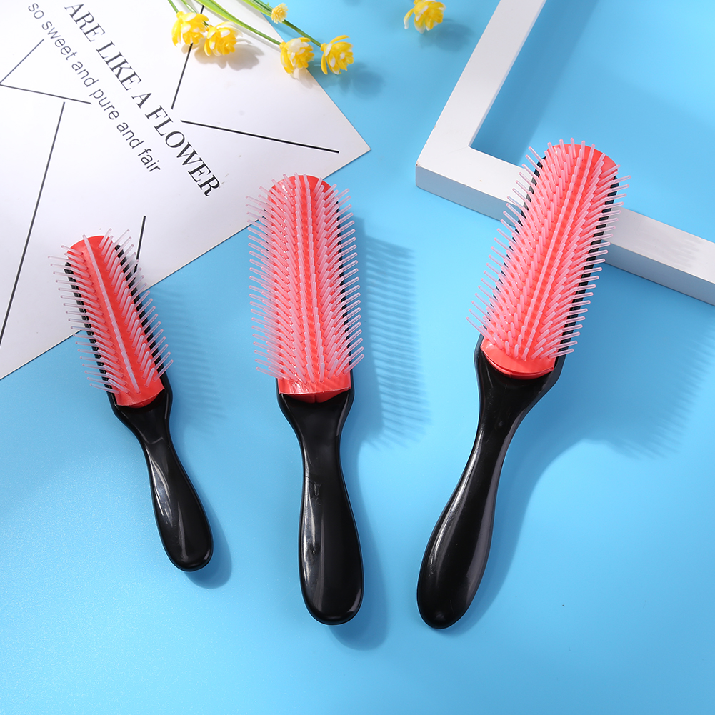 Sikat Rambut Detangling 9 Baris Sikat Rambut Denman Detangler Pemijat Kulit Kepala Lurus Keriting Basah Dapat Dilepas Sikat Sisir Rambut DIY