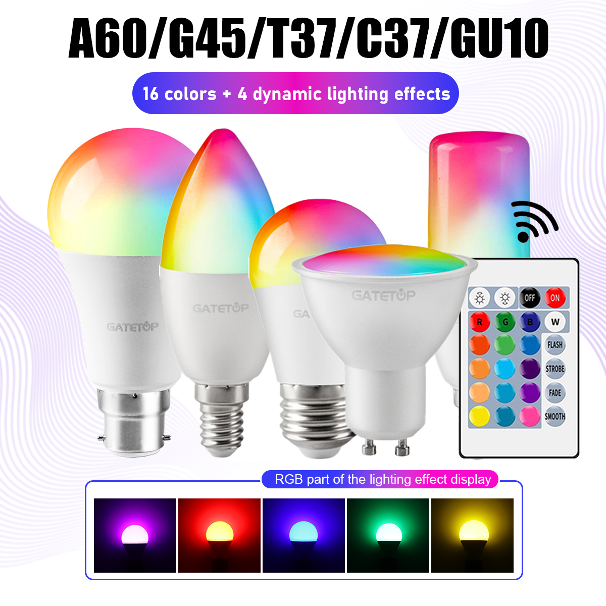 1-10 個スマート RGBW LED 電球スポットライト E27 E14 B22 GU10 赤外線リモコン付きカラフルな家庭用照明に適しています