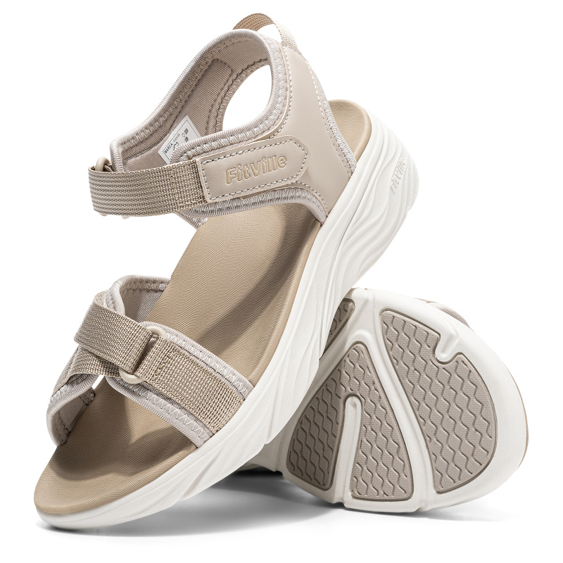 FitVille Women'S Wide Summer Sandals With Arch Support Lightweight Bohemian Casual Beach Wedge Sandals With Adjustable Strap