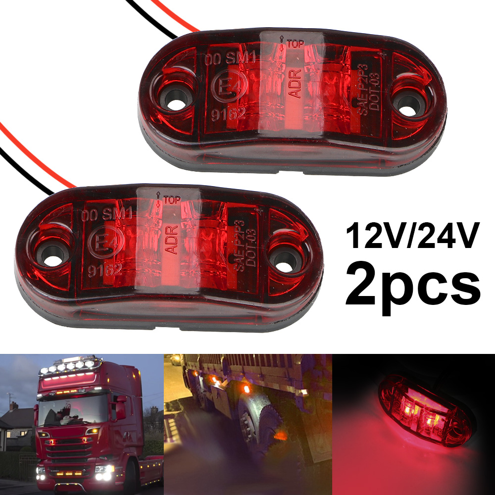 For Trailer Truck Caravan Warning Lights Side Clearance Marker Lamp LED Side Marker Lamp Red Yellow White 12V- 24V