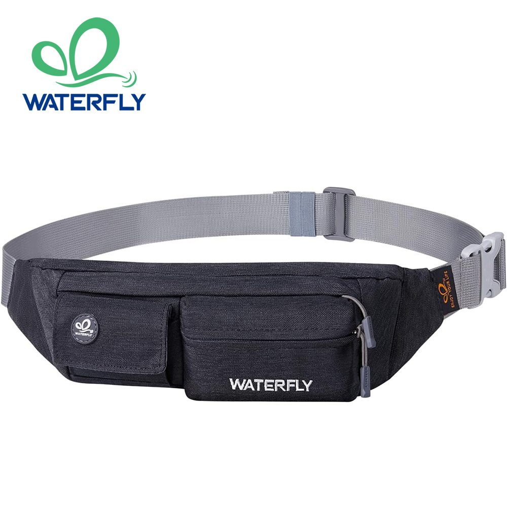 Поясная сумка WATERFLY для женщин и мужчин, маленькая поясная сумка, тонкая поясная сумка с 4 карманами для прогулок, легкая нагрудная сумка через плечо
