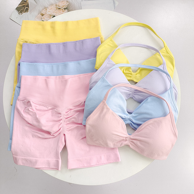ชุดสปอร์ตบราแบบผูกคอและเลกกิ้งเอวสูงสำหรับผู้หญิง - ระบายความชื้นได้ดี, ยืดได้ 4 ทิศทาง, แผ่นรองเสริมที่ถอดออกได้, ชุดออกกำลังกายครบครัน