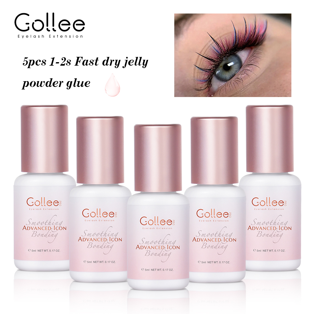 Colle à cils transparente rose Gollee, colle à séchage rapide en 1 seconde pour extensions de cils, longue durée, 5-6 semaines, adhésif pour cils imperméable, maquillage