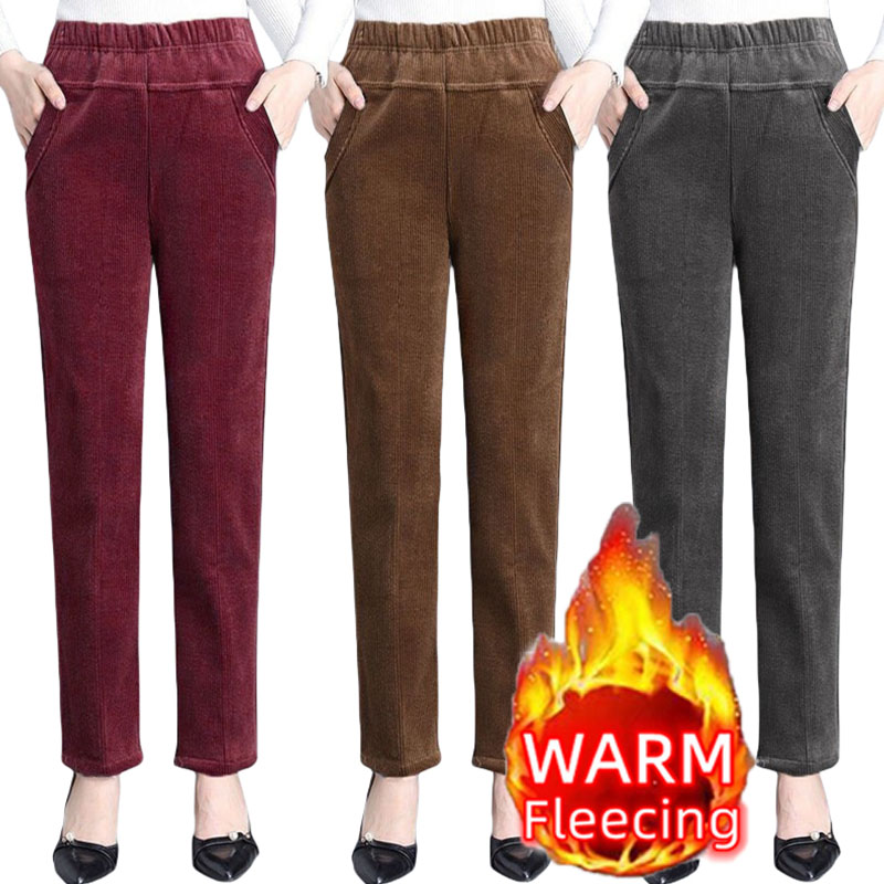 Fino e de pelúcia grosso calças casuais velo lápis calças femininas veludo quente calças de cintura alta outono inverno leggings calças