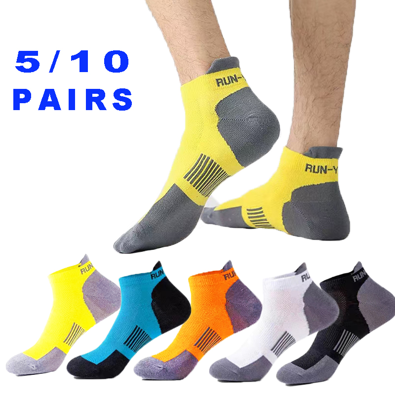 5/10 paires de chaussettes courtes respirantes pour hommes, en maille, décontractées, pour le sport, coupe fine pour l'été, taille 38-45