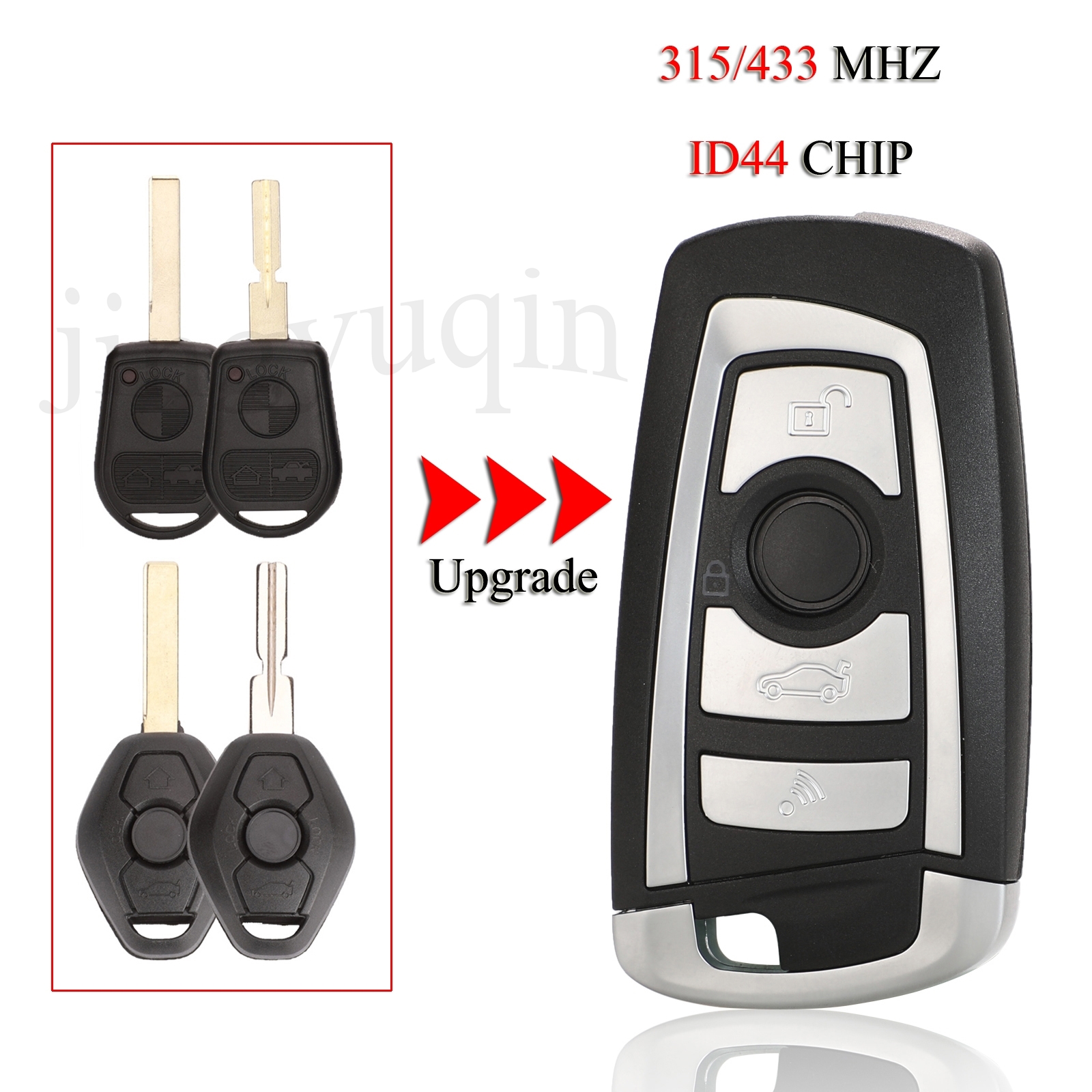 jingyuqin Ulepszony składany klucz zdalny do BMW E38 E39 E46 M5 X3 X5 Z3 Z4 4 przyciski EWS 315Mhz/433Mhz ID44 PCF7935AA Chip HU58 HU92