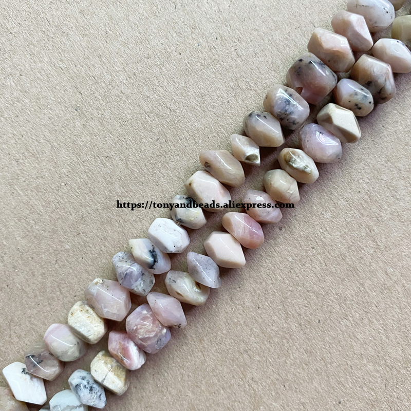 Kamień półszlachetny Nieregularny fasetowany Rondelle B Jakość Różowy Opal 7" Luźne koraliki 6x11mm