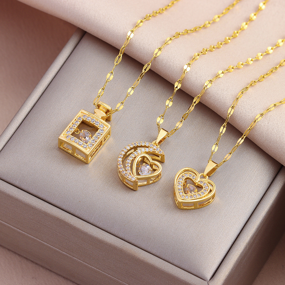 ใหม่หวานเซ็กซี่ Beating Heart Series จี้สร้อยคอผู้หญิงแฟชั่นหญิงสแตนเลส Clavicle CHAIN เครื่องประดับ