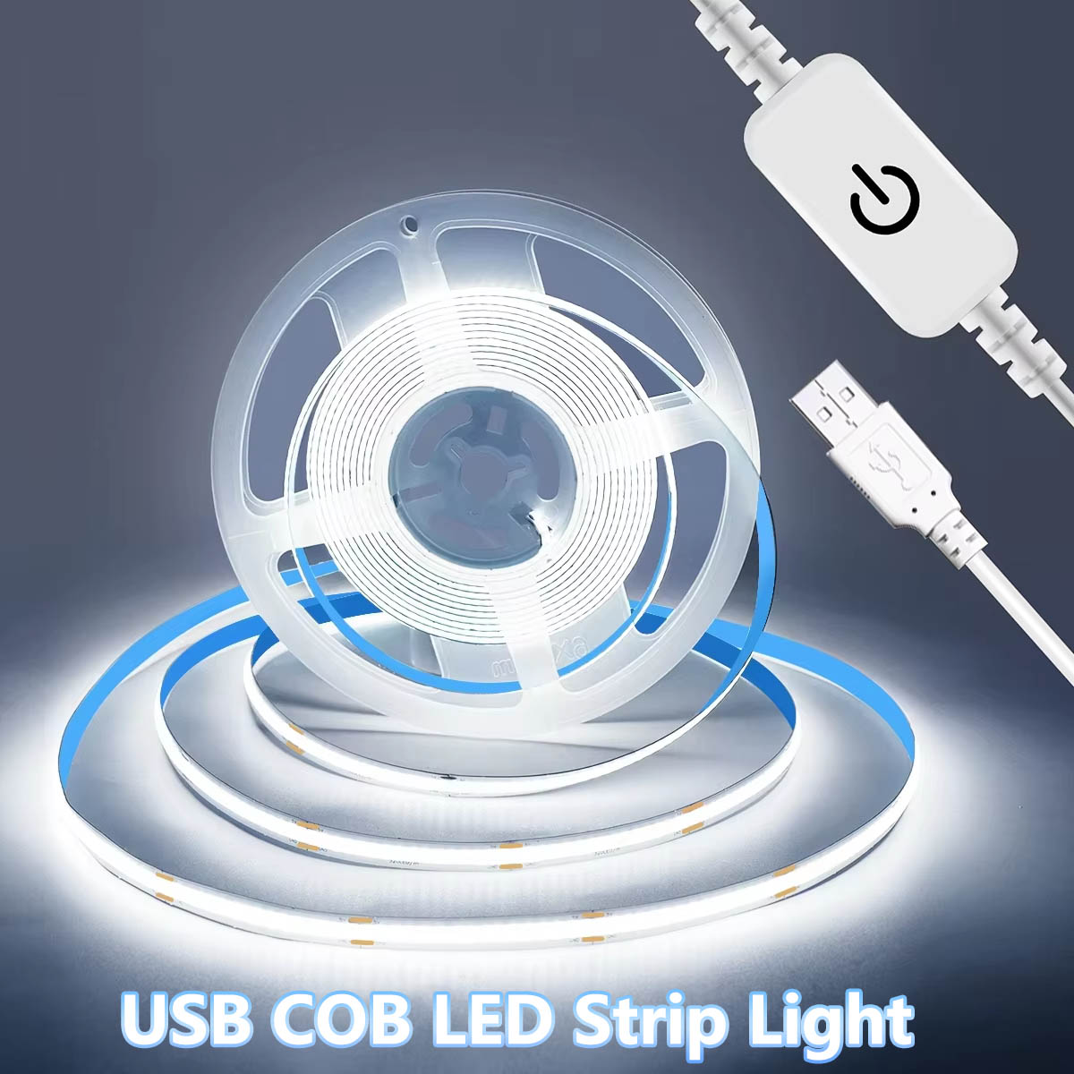 Tira de Luz LED COB con Atenuador Táctil, Cinta de Diodos Flexible, 5V USB, Iluminación Lineal Interior, Lámpara para Habitación, Decoración de Pared con Retroiluminación para TV y Espejo