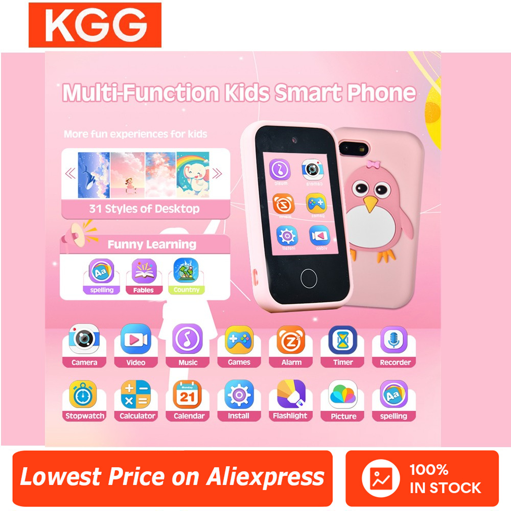 Téléphone intelligent pour enfants, jouets licorne pour garçons et filles, écran tactile, jouet d'apprentissage, cadeaux de noël et d'anniversaire avec carte mémoire 32G