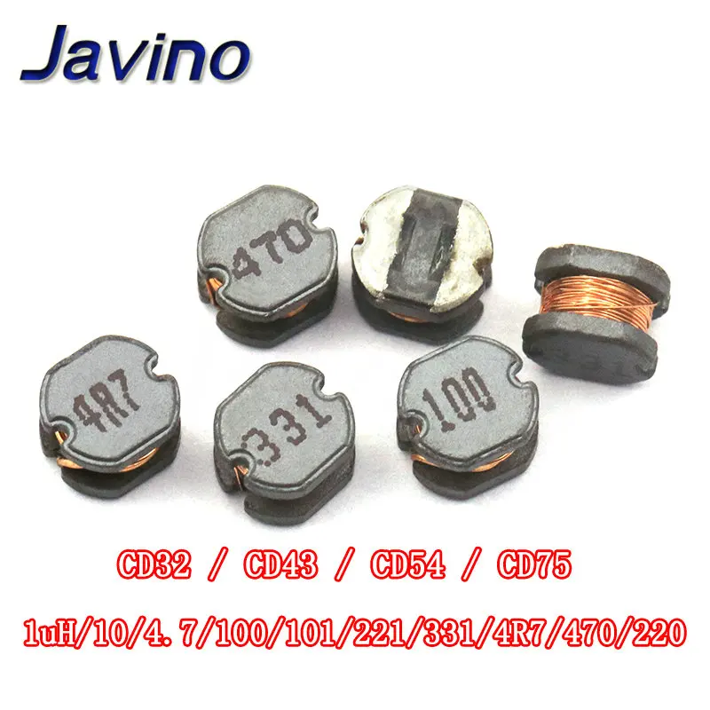 10 Uds CD32/43 54 CD75 smd parche inductor de potencia 10UH/4,7/100/101/221/331 470 220 inductor de bobinado
