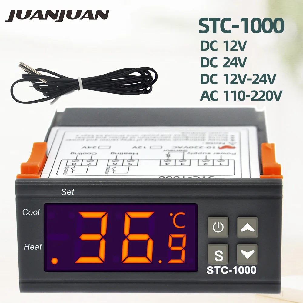 電気加熱器,STC-1000 V, 24V, 220V,サーモスタット,リレー付き