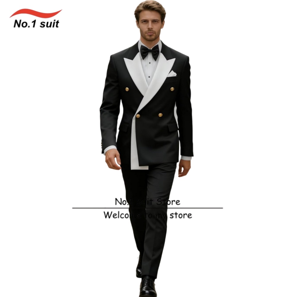 Terno Masculino Slim Fit de 2 Peças com Blazer Transpassado e Calça para Casamento, Baile de Formatura, Smoking e Negócios - Conjunto Formal Masculino
