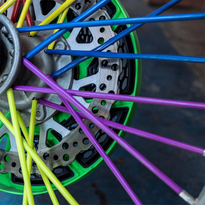 72 pièces enveloppes de protection de rayons de roue de vélo 24 cm Kit d'enveloppe de rayons de jante de roue pour jantes de couleur de vélo de moto revêtement d'habillage de peau tuyau