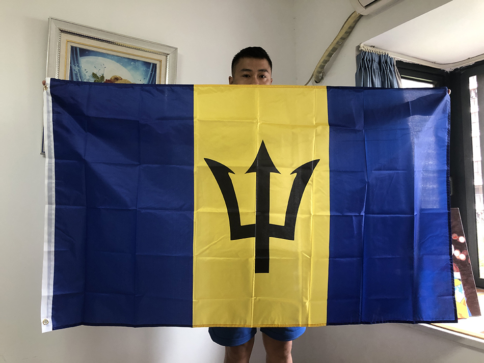 SKY FLAG Flaga Barbadosu 90x150cm Wysokiej Jakości Dwustronnie Drukowana Poliestrowa Flaga Barbadosu do Dekoracji