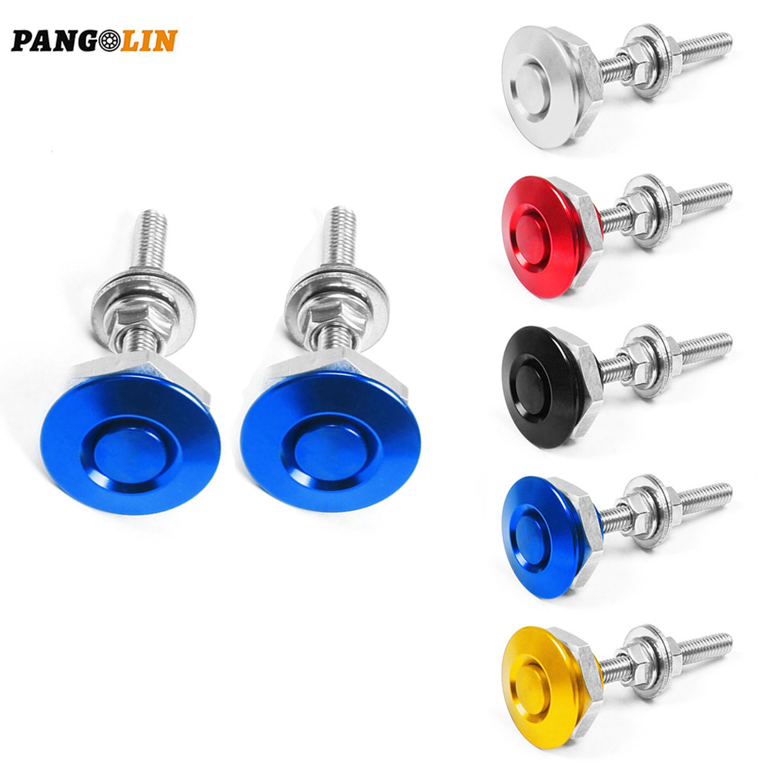 2x Universal Aluminum Bumper Quick Release Fasteners Kit Fit for Car Trunk Fender Hatch Lid Black Engine Bonnet Lock Latch Clips