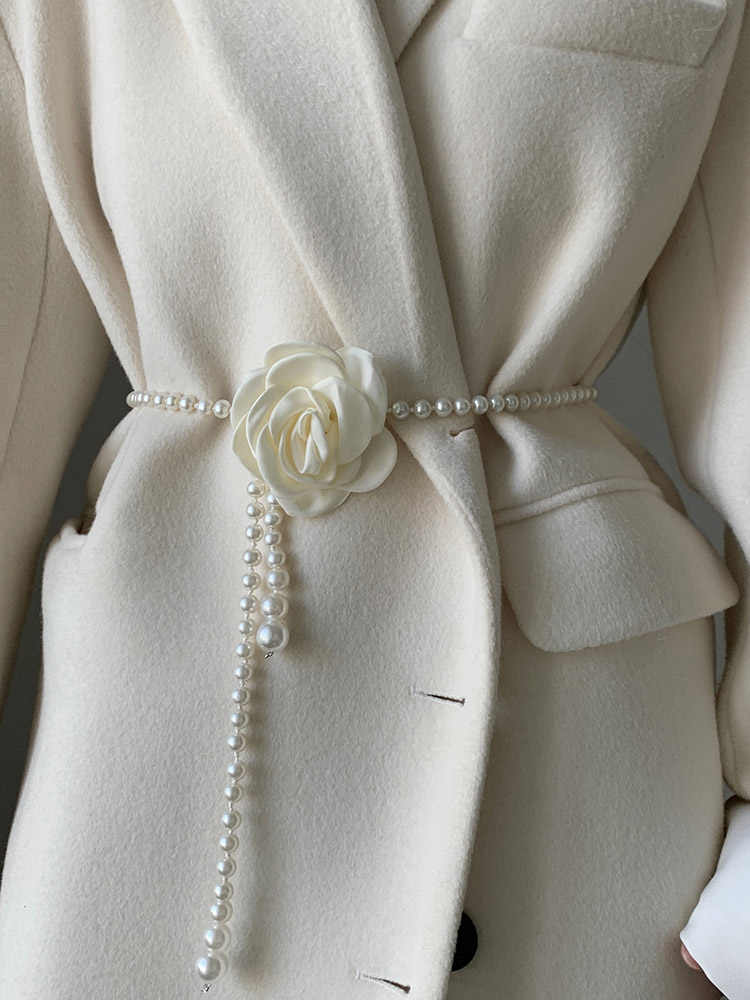 1szt Perłowy pasek damski Nowy styl Kamelia Dekoracyjny wszechstronny pasek pasujący do sukienki Płaszcz Kurtka Moda Elegancki pasek