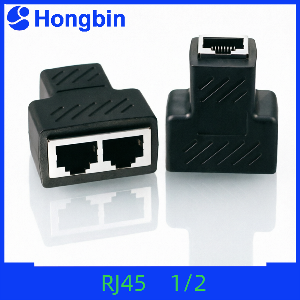 スプリッターアダプター、RJ45 1 to 2 ネットワークコネクター、Cat5 Cat5e Cat6 Cat7対応デュアルLANイーサネットソケット延長プラグケーブル