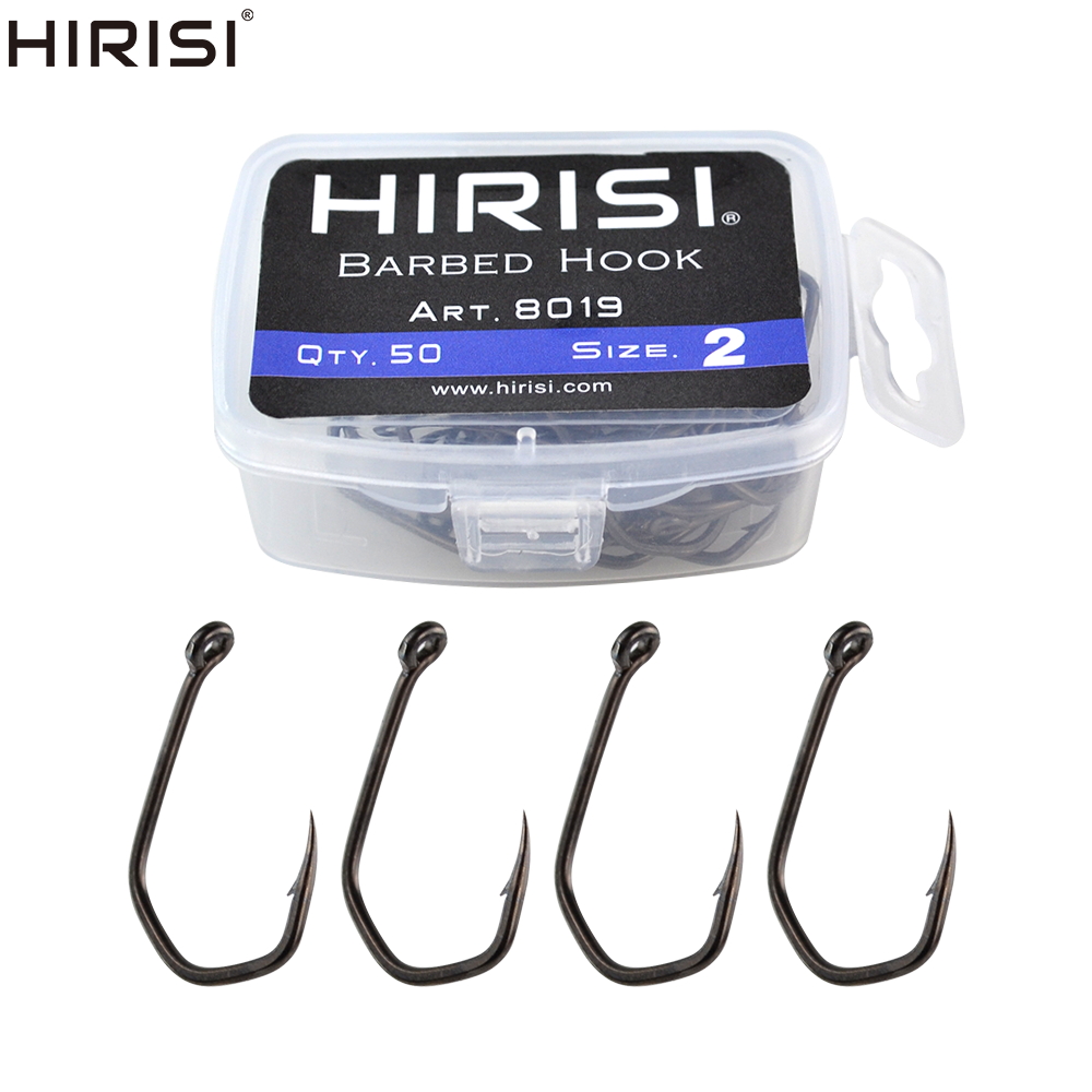 Hameçons de pêche à la carpe, hameçons à griffes pincées, revêtement en PTFE, hameçons à yeux en acier inoxydable à haute teneur en carbone, 50 pièces, 8019