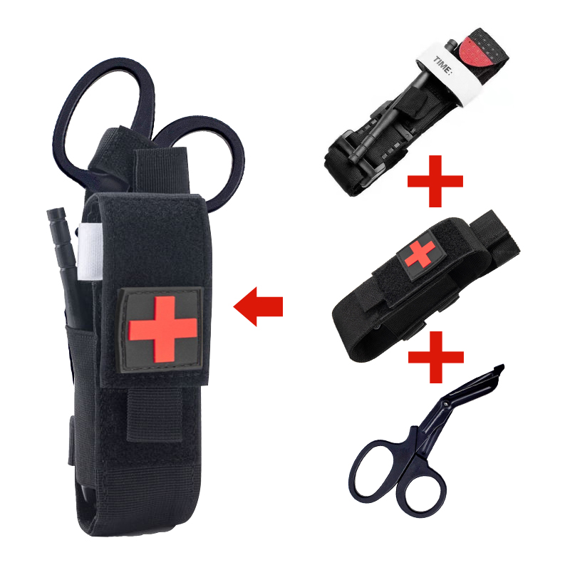 Taktisches Erste-Hilfe-Set und Set, Hämostase-Verband, MOLLE-Überlebensset, Tasche, Pflege, Ständer, medizinische Ausrüstung, Scherenbeutel, Outdoor