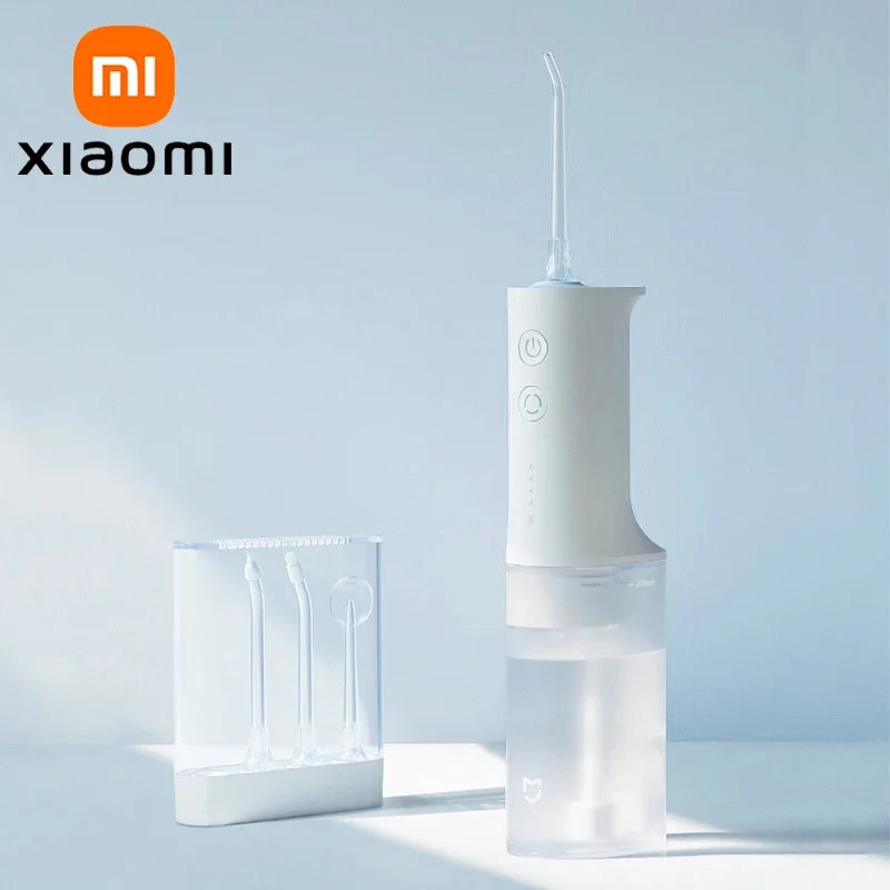 เครื่องทำความสะอาดช่องปากแบบพกพา Xiaomi Mijia 4โหมดสเปรย์ฉีดน้ำแบบ1400/เมตรถังน้ำขนาด200มล. เครื่องล้างทำความสะอาดฟัน