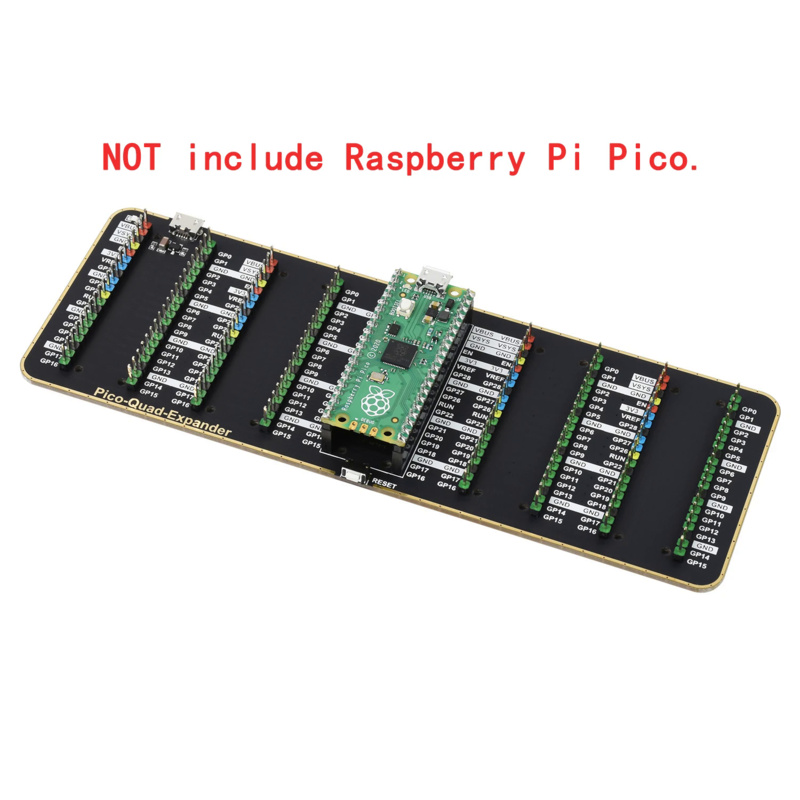 Quad GPIO Shield Expander Breakout Expansion Board for RPI Raspberry Pi PICO RP2040 W WH Male Headers Breadboard Prototype Board