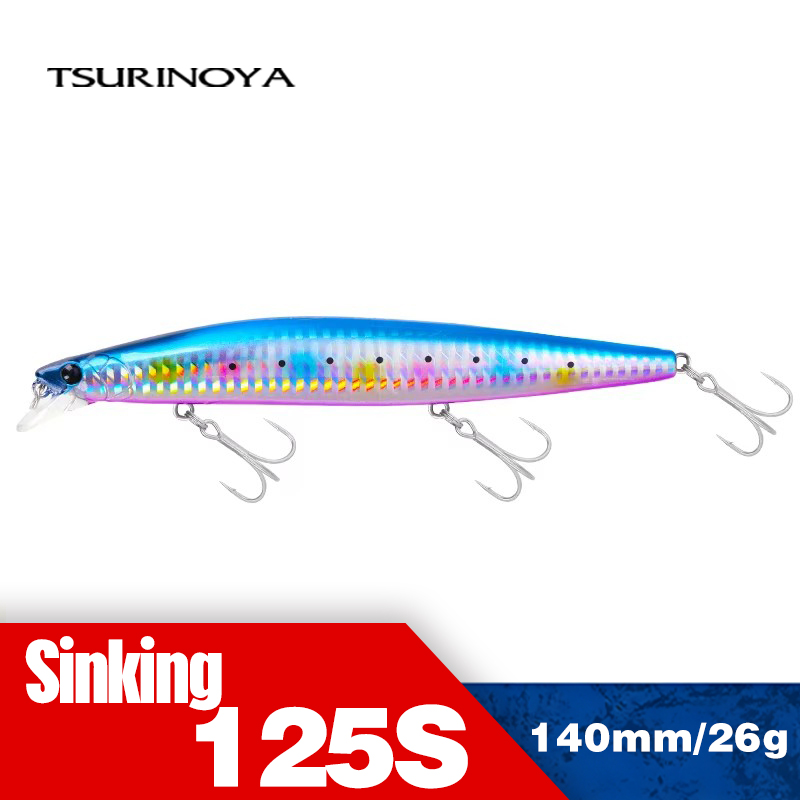 TSURINOYA 140S Тонущая рыболовная приманка для гольяна DW92 140 мм 26 г Профессиональная жесткая приманка Черный окунь Щука Искусственная джеркбейт