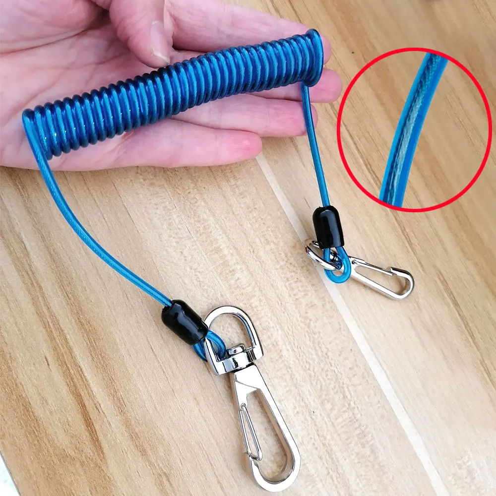 Cordino da pesca con nucleo in filo di acciaio inossidabile elasticizzato da 1.6 metri con moschettone