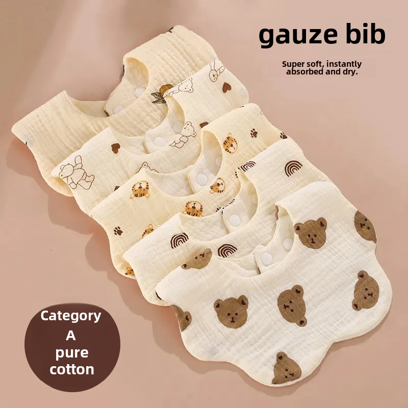 Pure Cotton Gaze Bib para bebê, Pétala de gaze, Toalha de saliva recém-nascida, Toalha Triangular, Anti-Dropping, 6-Layer